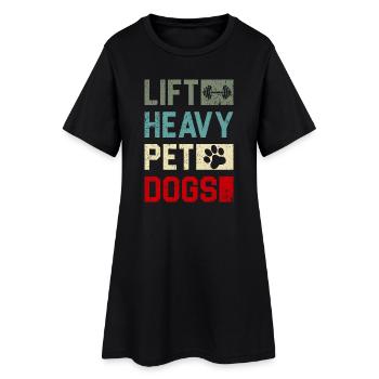 Heben Sie schwere Haustiere Hunde - Frauen T-Shirt-Kleid - Schwarz - Vorne