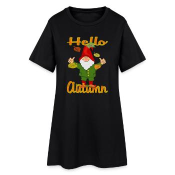 Herbst Wichtel - Frauen T-Shirt-Kleid - Schwarz - Vorne