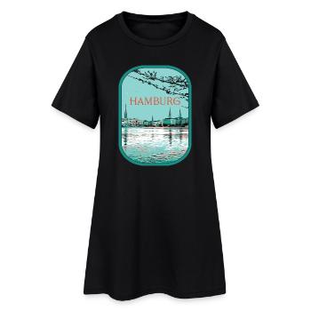 Illustration Flyacross Hamburg - Frauen T-Shirt-Kleid - Schwarz - Vorne