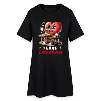 J'adore la cuisine italienne en forme de cœur de - Robe T-shirt Femme - noir - Devant