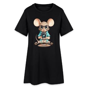 Souris avec caméra - Robe T-shirt Femme - noir - Devant