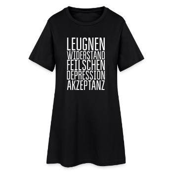 Fünf Phasen der Trauer - Frauen T-Shirt-Kleid - Schwarz - Vorne