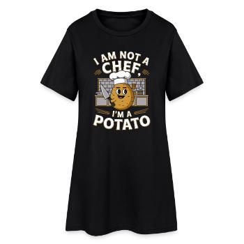 Verspielte Kartoffel Chef Illustration - Frauen T-Shirt-Kleid - Schwarz - Vorne
