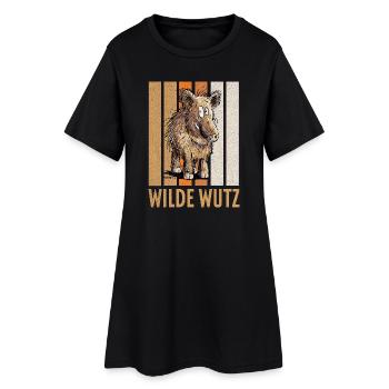Wilde Wutz Wildschwein Vintage - Frauen T-Shirt-Kleid - Schwarz - Vorne