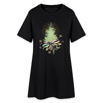 Sapin de Noël délicat avec ruban coloré - Robe T-shirt Femme - noir - Devant