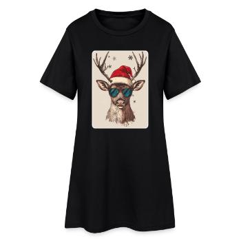 Cerfs de renne bois de rene Noël Vintage - Robe T-shirt Femme - noir - Devant
