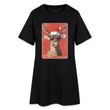 Cerfs de renne bois de rene Noël Vintage - Robe T-shirt Femme - noir - Devant