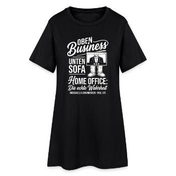 Bureau à domicile : Affaires à l’étage, canapé en bas - Robe T-shirt Femme - noir - Devant