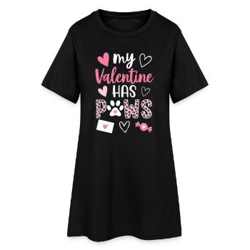 My Valentine Has Paws Cute Love Design - Women’s T-Shirt Dress - black - Front