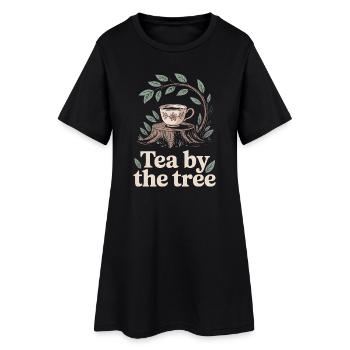 Du thé sous l’arbre | Forêt, paix, nature - Robe T-shirt Femme - noir - Devant