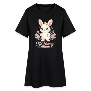 Süßer Osterhase mit buntem Ei und Schriftzug - Frauen T-Shirt-Kleid - Schwarz - Vorne