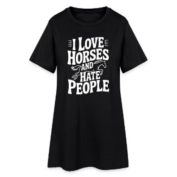 J’adore les chevaux et je déteste les gens - Robe T-shirt Femme - noir - Devant