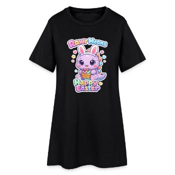 Jardin de Pâques Rawr Dino Bunny Printemps-Été - Robe T-shirt Femme - noir - Devant