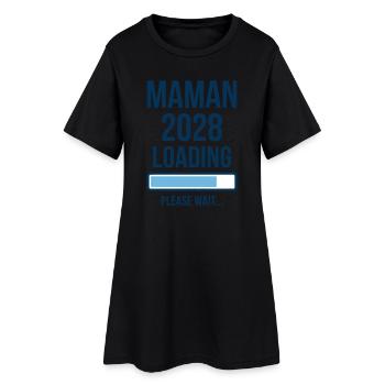 Annonce Grossesse Maman 2028 Loading - Robe T-shirt Femme - noir - Devant