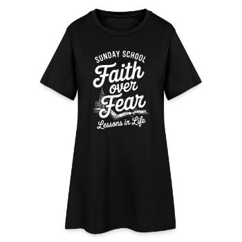 Glaube über Angst: Sonntagsschule - Frauen T-Shirt-Kleid - Schwarz - Vorne