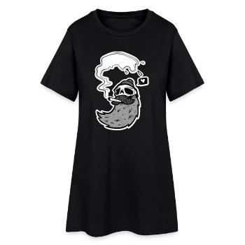 Crâne de surfeur – Crâne avec vague et cœur - Robe T-shirt Femme - noir - Devant