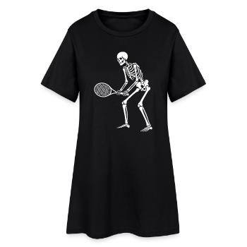 Skeleton spielt Tennis - Frauen T-Shirt-Kleid - Schwarz - Vorne