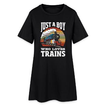 Un garçon qui aime les trains Chemin de fer - Robe T-shirt Femme - noir - Devant