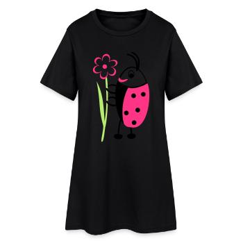 Ladybug with Flower - Women’s T-Shirt Dress - black - Front