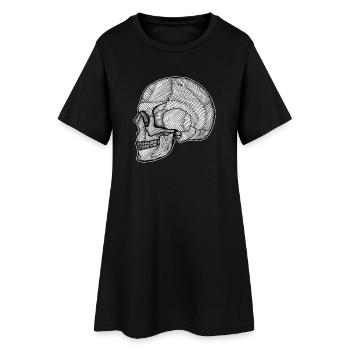 Skull_Lines.png - Frauen T-Shirt-Kleid - Schwarz - Vorne