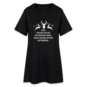 Zungenbrecher Rentiere - Frauen T-Shirt-Kleid - Schwarz - Vorne
