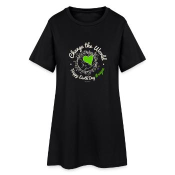 Vegan TShirt "Change the World" (Earth Day) - Frauen T-Shirt-Kleid - Schwarz - Vorne