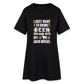 La bière et Jack Russel - Robe T-shirt Femme - noir - Devant