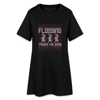Flossing through the Snow Floss Einhorn Tanz Kind - Robe T-shirt Femme - noir - Devant