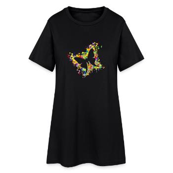 Schmetterling Splash - Frauen T-Shirt-Kleid - Schwarz - Vorne