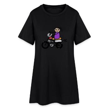 Motorradfahrerin 80 er - Frauen T-Shirt-Kleid - Schwarz - Vorne