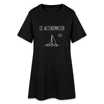 DIE WELTENBUMMLERIN- Segelschiffe Geschenk Shirts - Frauen T-Shirt-Kleid - Schwarz - Vorne