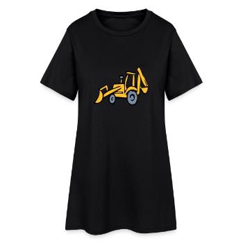Excavator, wheeled loader, crane, building site, - Women’s T-Shirt Dress - black - Front