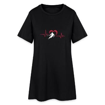 Winter - Skifahrer Herz - Frauen T-Shirt-Kleid - Schwarz - Vorne