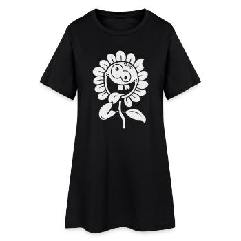 fleur fou 1c négative - Robe T-shirt Femme - noir - Devant