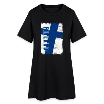 Finnland Flagge - Frauen T-Shirt-Kleid - Schwarz - Vorne