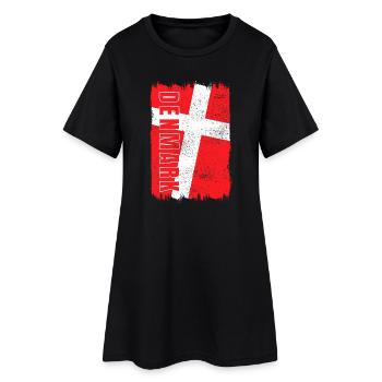 Drapeau du Danemark - Robe T-shirt Femme - noir - Devant