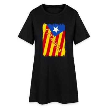 Katalonien Flaggen Design - Frauen T-Shirt-Kleid - Schwarz - Vorne