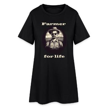 Agriculteur à vie blanc - Robe T-shirt Femme - noir - Devant