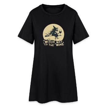 Witch Way to the Wine - Women’s T-Shirt Dress - black - Front