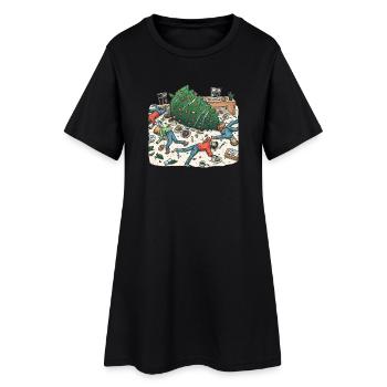 Exuberant Christmas tree party - Women’s T-Shirt Dress - black - Front