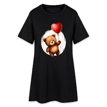 Bear with balloon - Women’s T-Shirt Dress - black - Front