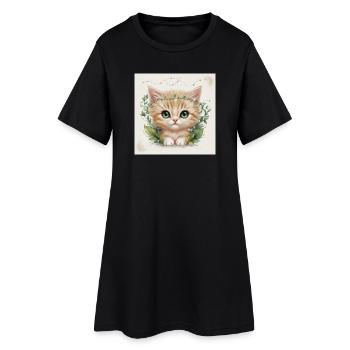 Minou mignon - Robe T-shirt Femme - noir - Devant