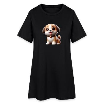 Niedlicher Hund - Frauen T-Shirt-Kleid - Schwarz - Vorne