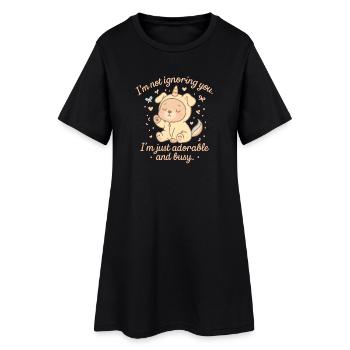 Chiot licorne mignon avec un dicton coquin - Robe T-shirt Femme - noir - Devant