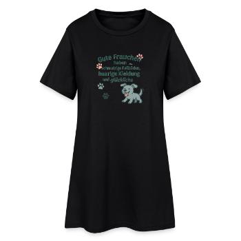 Gute Frauchen, schmutzige Füße, glückliche Hunde - Frauen T-Shirt-Kleid - Schwarz - Vorne