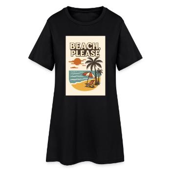 Beach, Please - Frauen T-Shirt-Kleid - Schwarz - Vorne