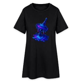 Toupie fondante bleu violet - Robe T-shirt Femme - noir - Devant