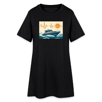 Coucher de soleil maritime en bateau à moteur - Robe T-shirt Femme - noir - Devant