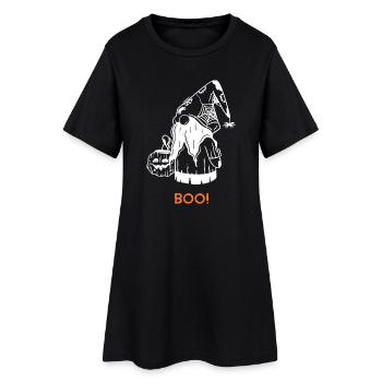 Halloween Gartenzwerg BOO Lustig  - Frauen T-Shirt-Kleid - Schwarz - Vorne