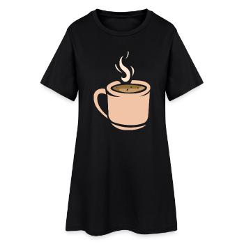 Kaffee Tasse Illustration - Frauen T-Shirt-Kleid - Schwarz - Vorne